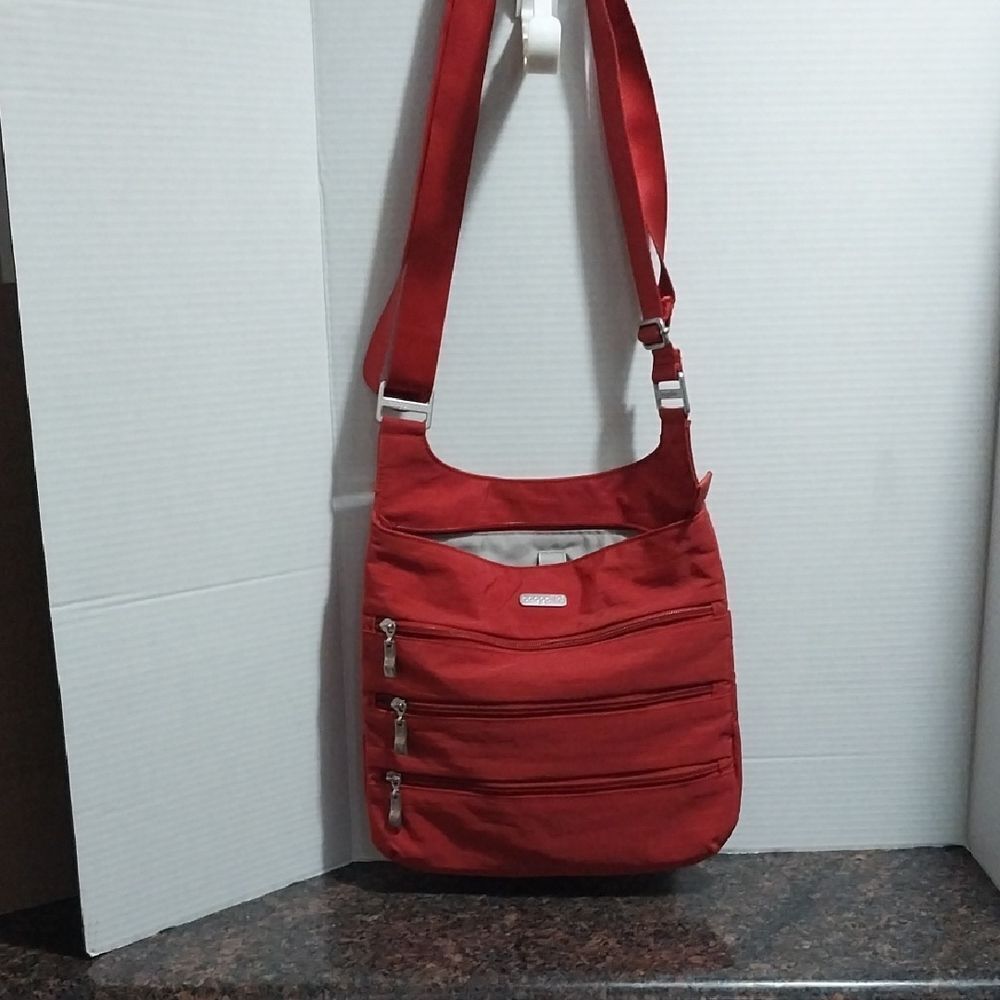 Baggallini Red Crossbody Bag with Silver Accents